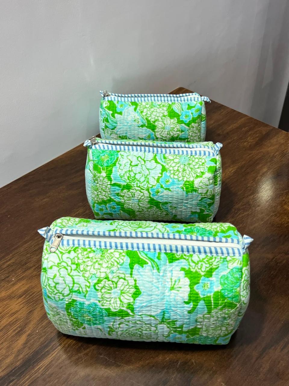 Makeup Bag - Set of 3 - Green Floral