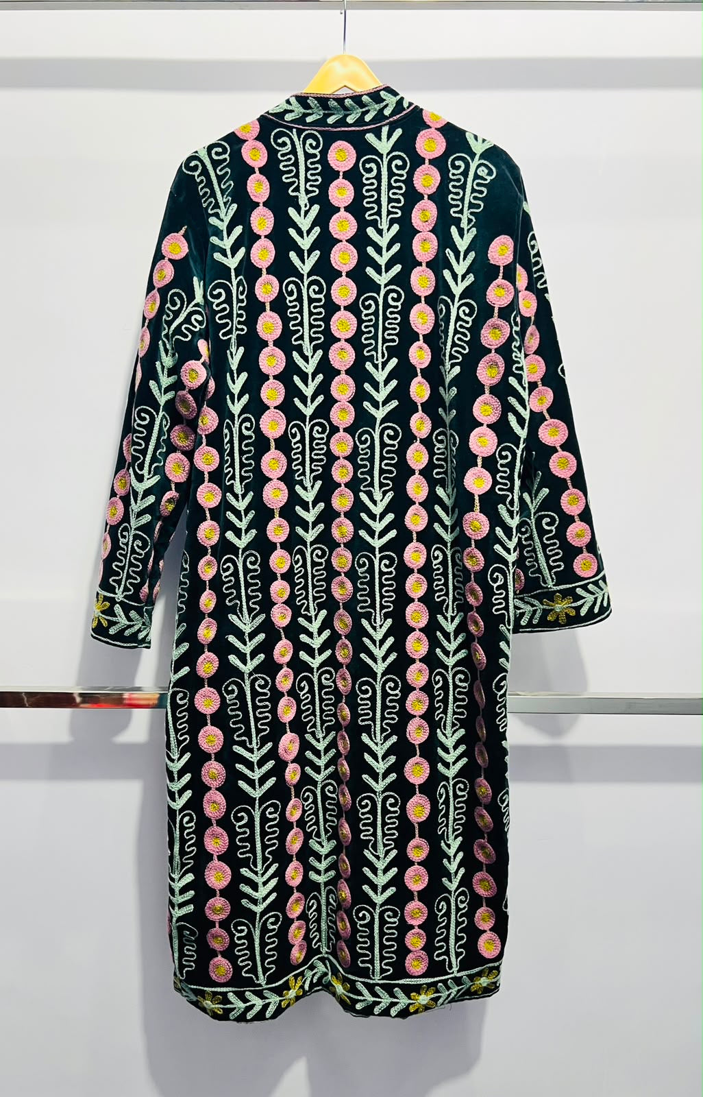 Jacket Velvet - Dark Green & Pink