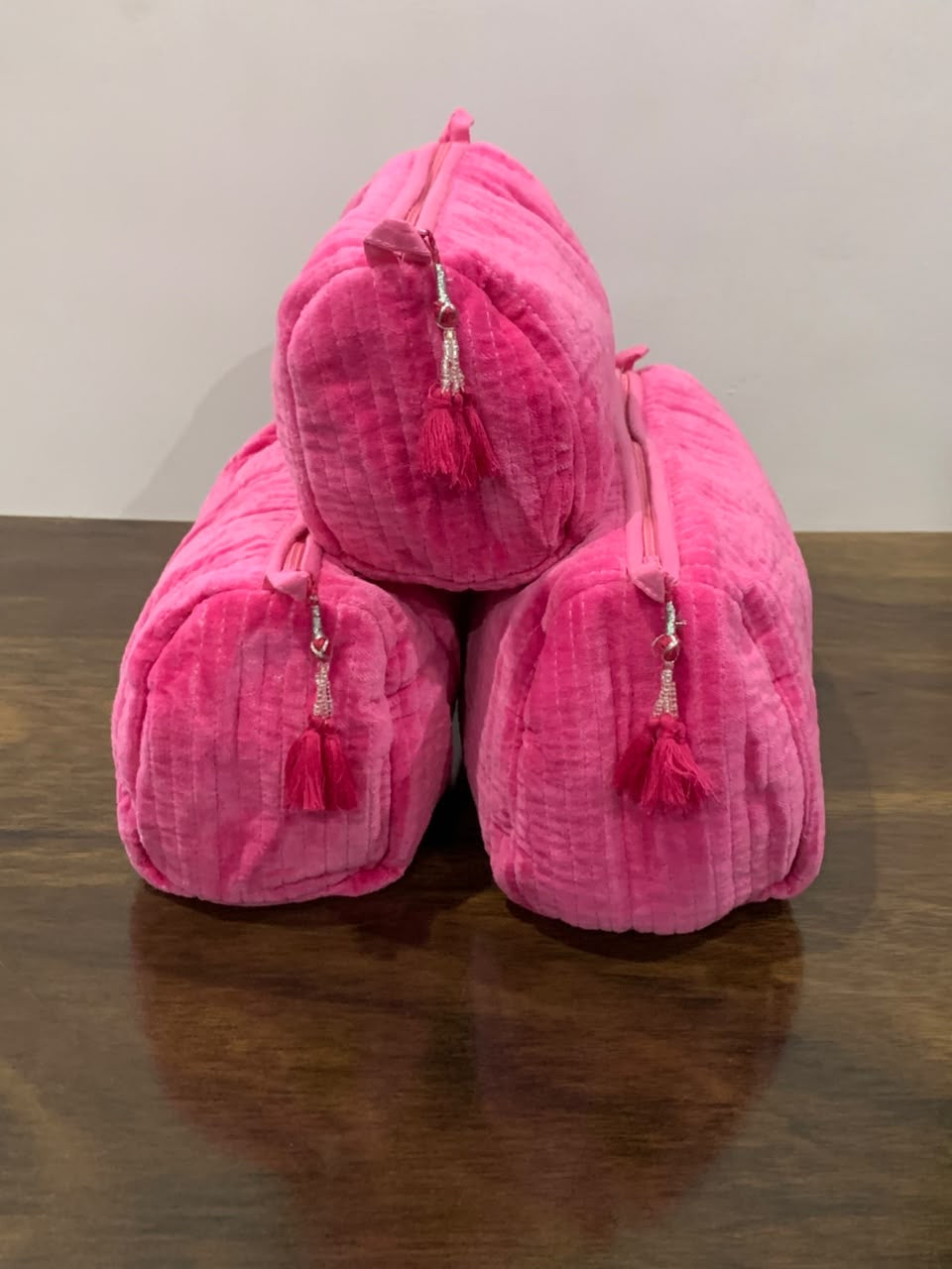 Velvet Makeup Bag - Hot Pink