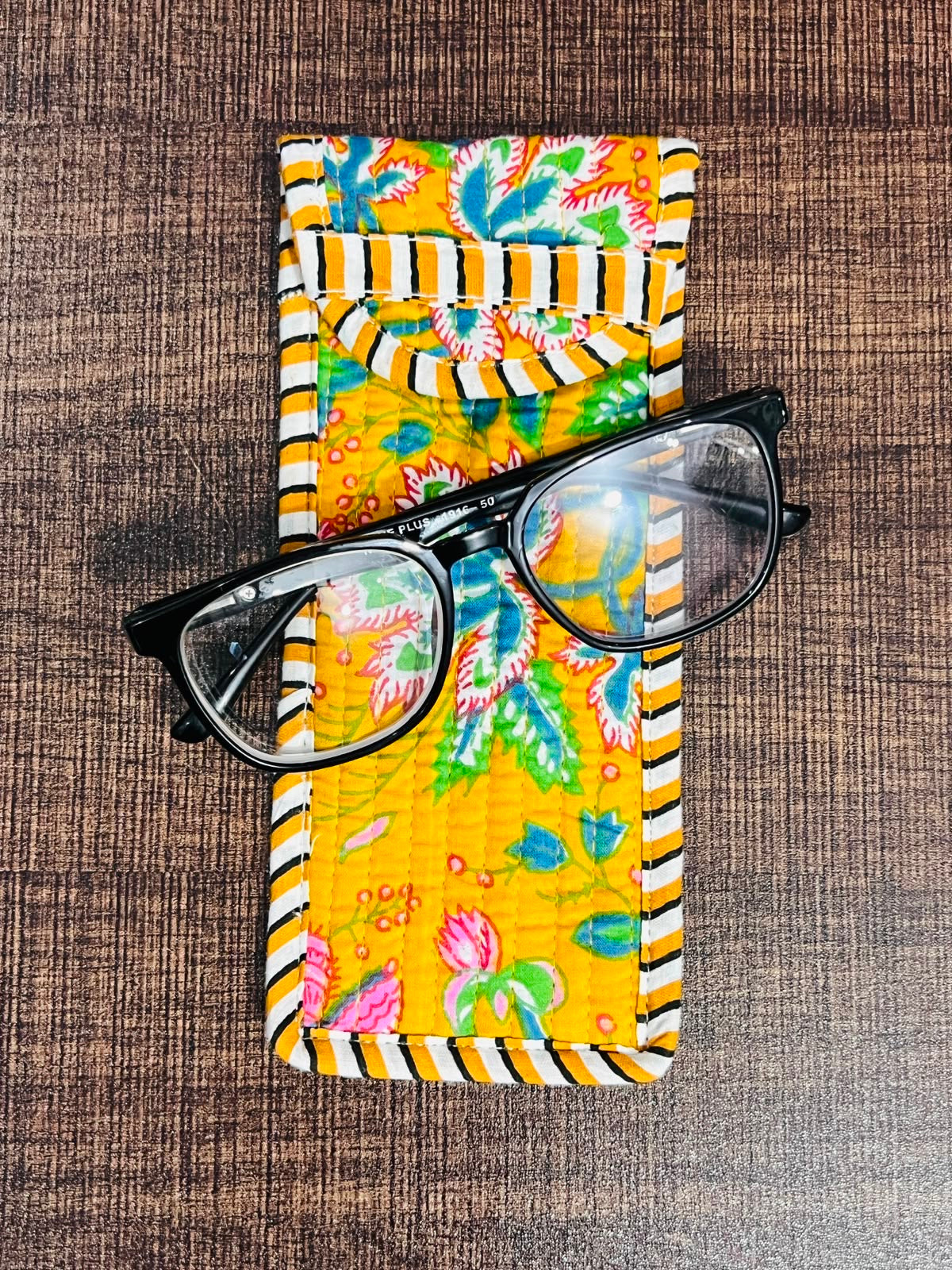 Quilted Glasses Case - Yellow