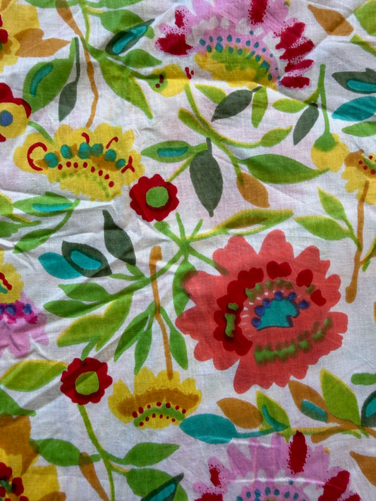 Cotton Screen Print Fabric - Bright FLoral