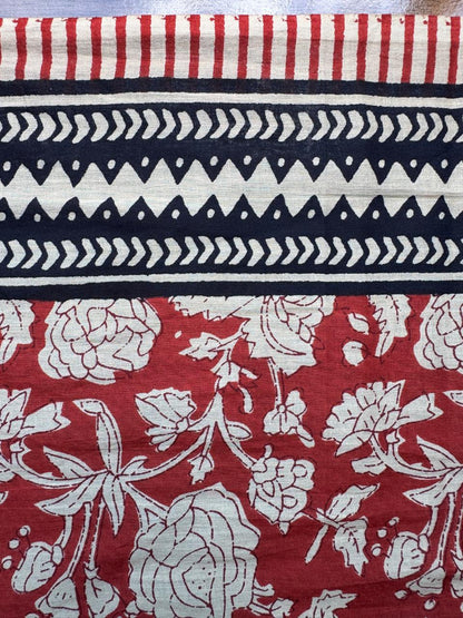 100% Cotton Sarong - Red Floral With Black Border