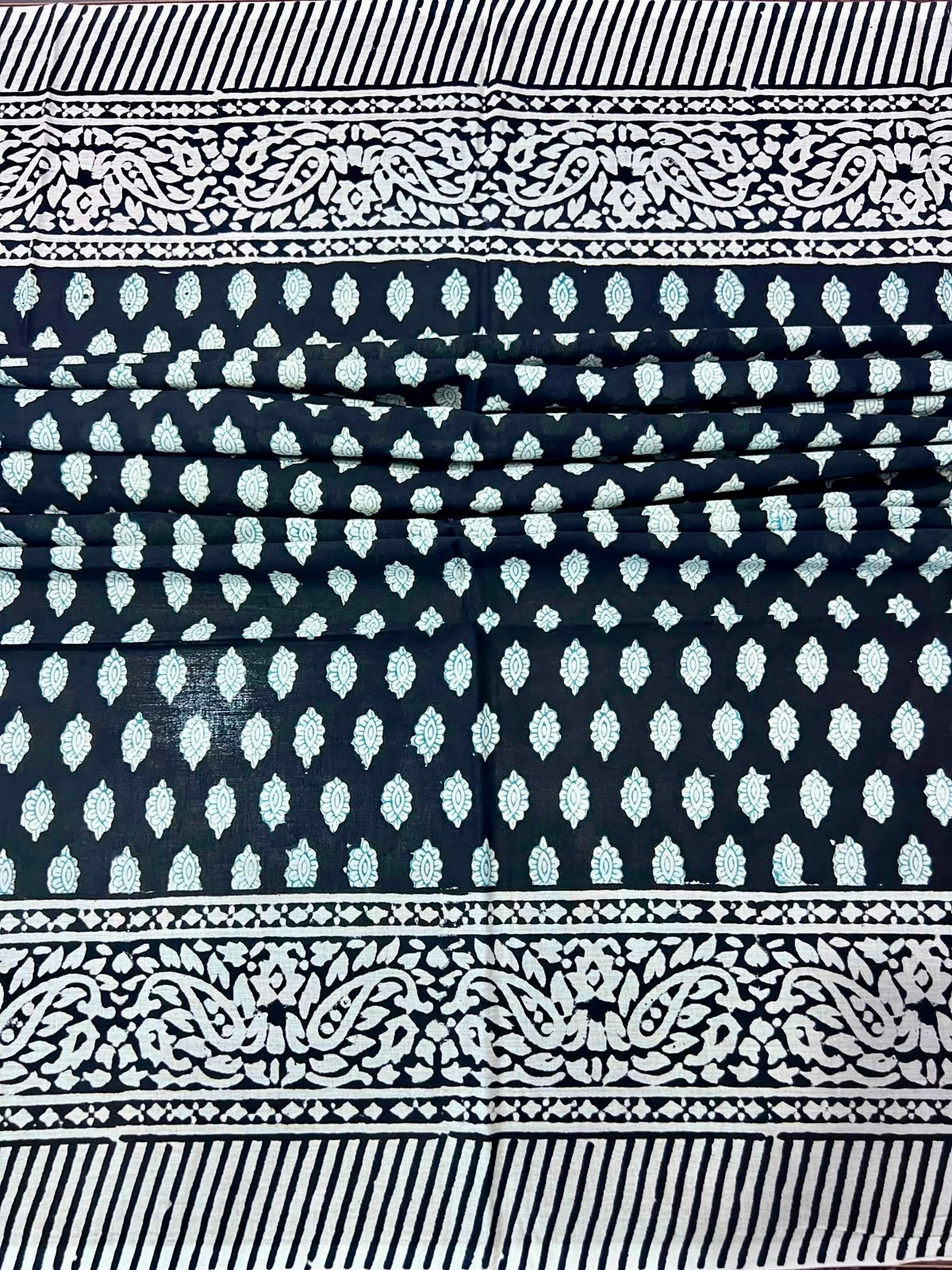 Block Print Cotton Sarong - Black & White