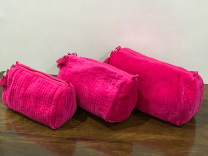Velvet Makeup Bag - Hot Pink