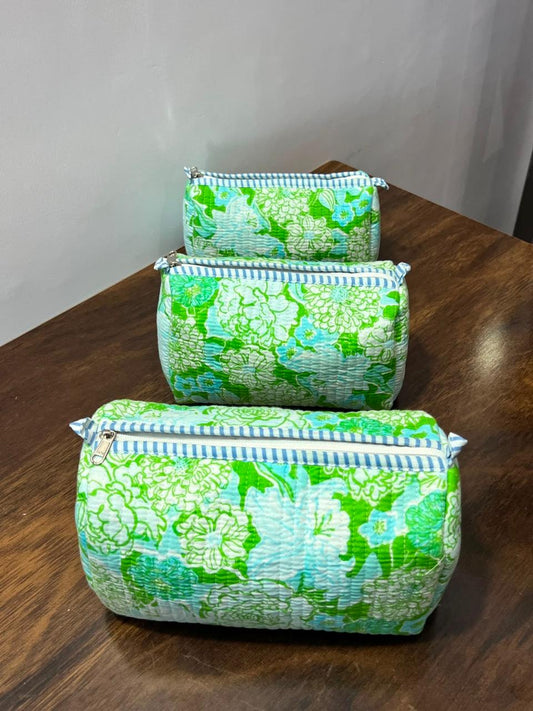 Makeup Bag - Set of 3 - Green Floral