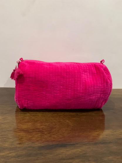 Velvet Makeup Bag - Hot Pink