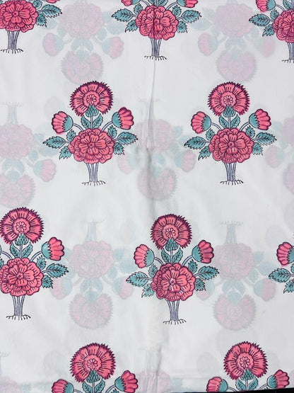 Indian Block Print Cotton Fabric - Red & White