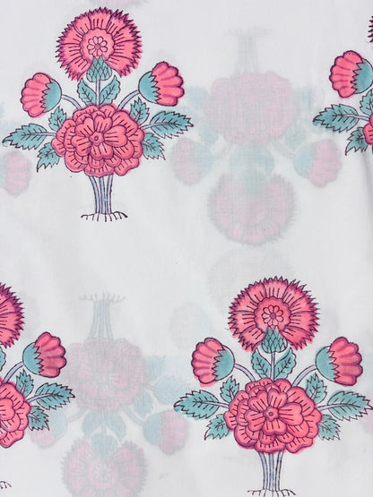 Indian Block Print Cotton Fabric - Red & White