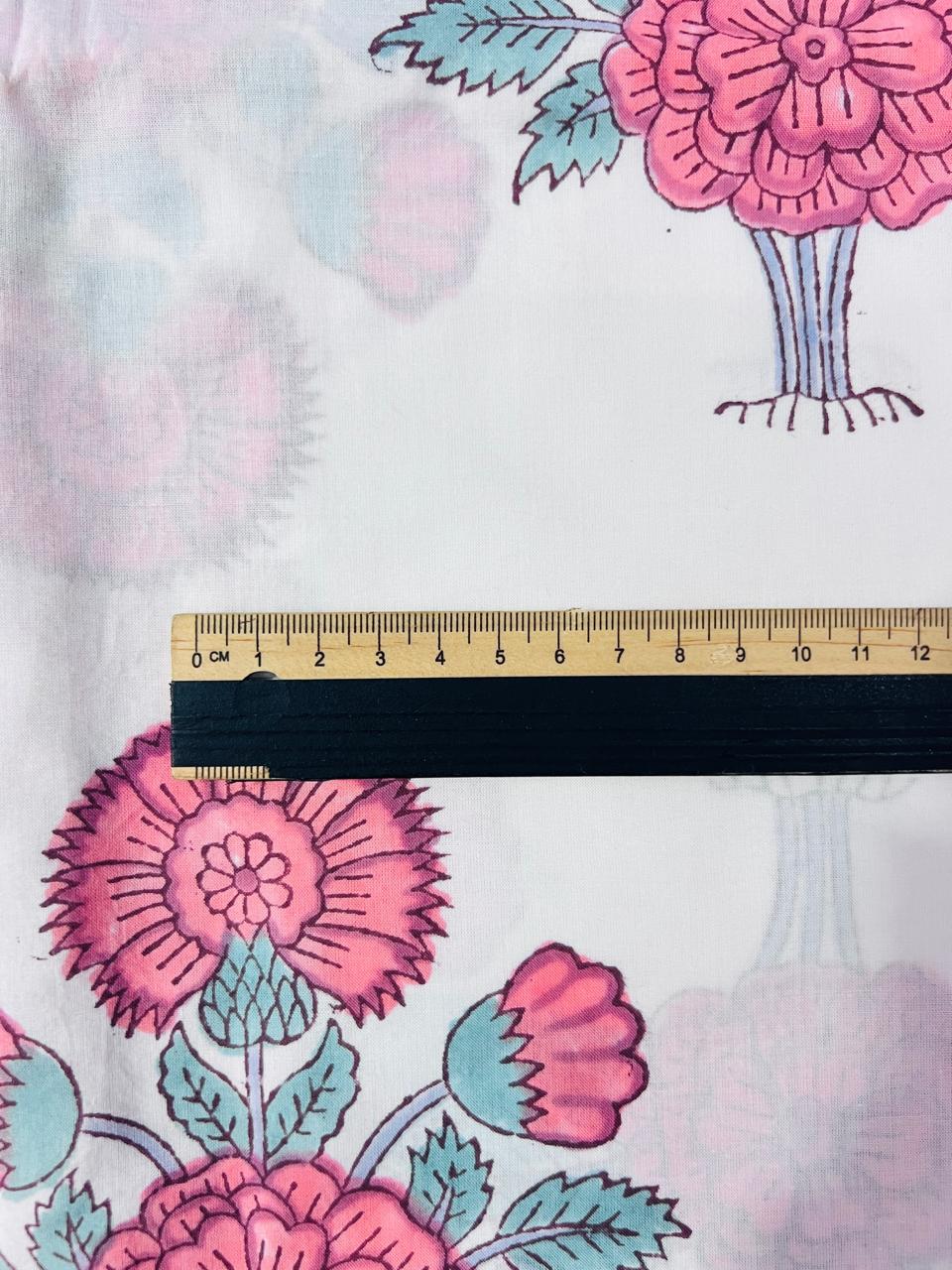 Indian Block Print Cotton Fabric - Red & White