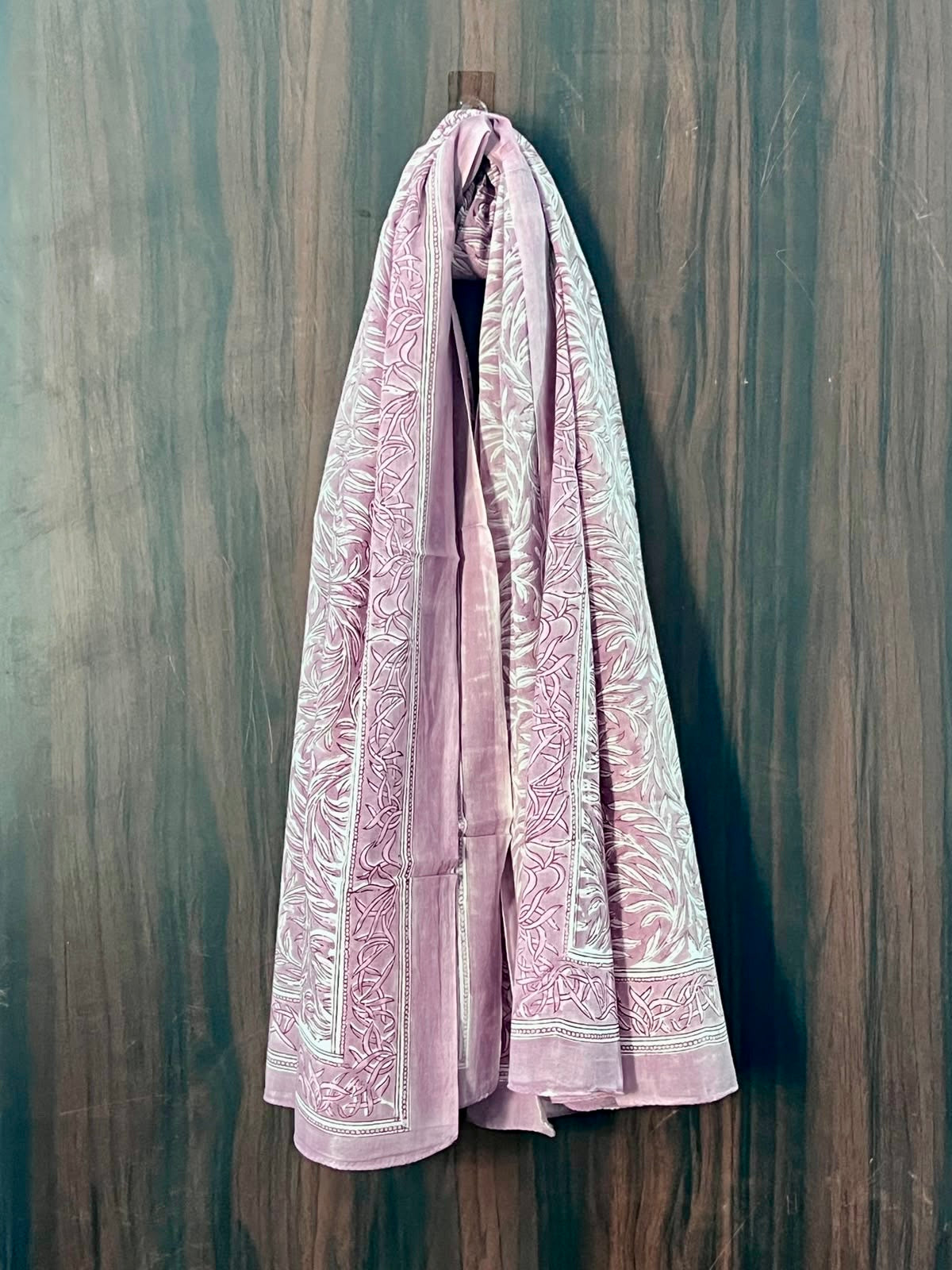 Block Print Cotton Sarong - Mauve Swirl
