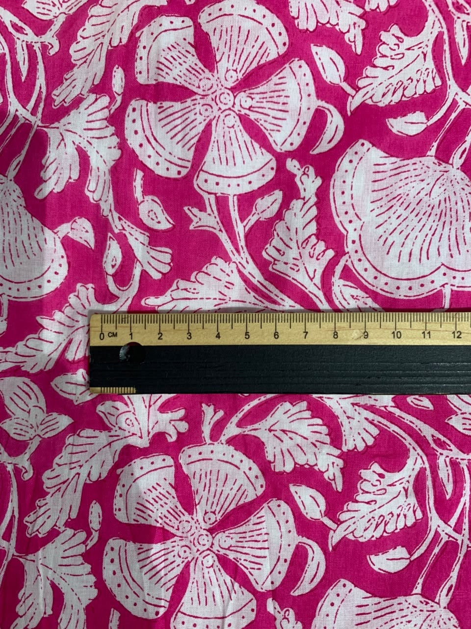 100% Indian Cotton Fabric - Hot Pink & White Floral