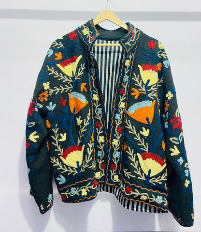 Jacket Cotton - Dark Blue & Orange