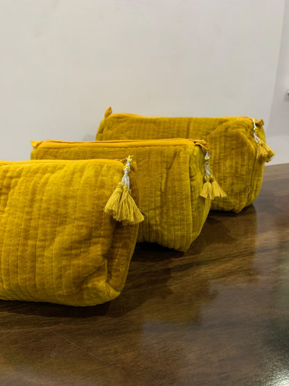Velvet Makeup Bag - Mustard