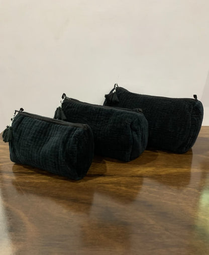 Velvet Makeup Bag - Black