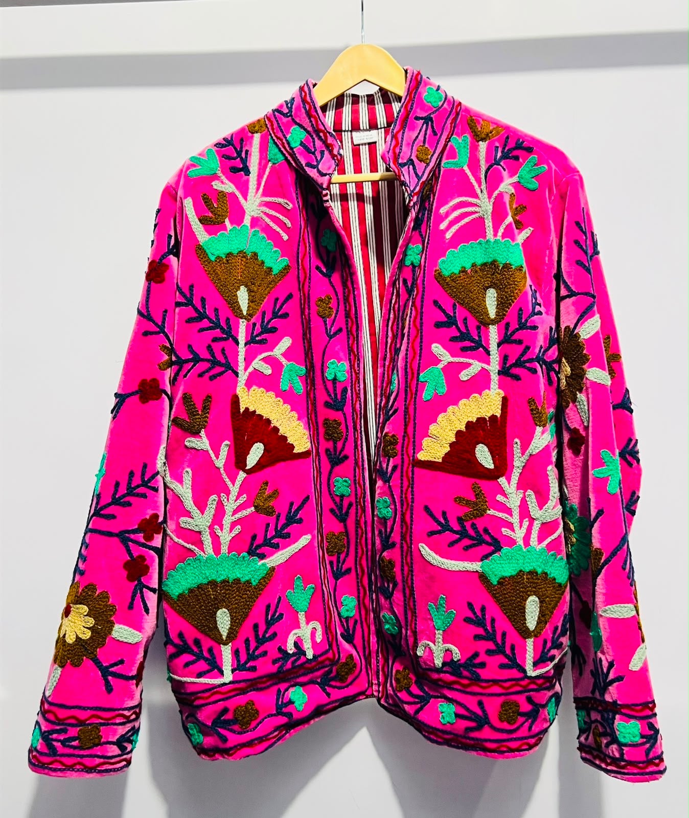 Jacket Velvet - Pink & Green