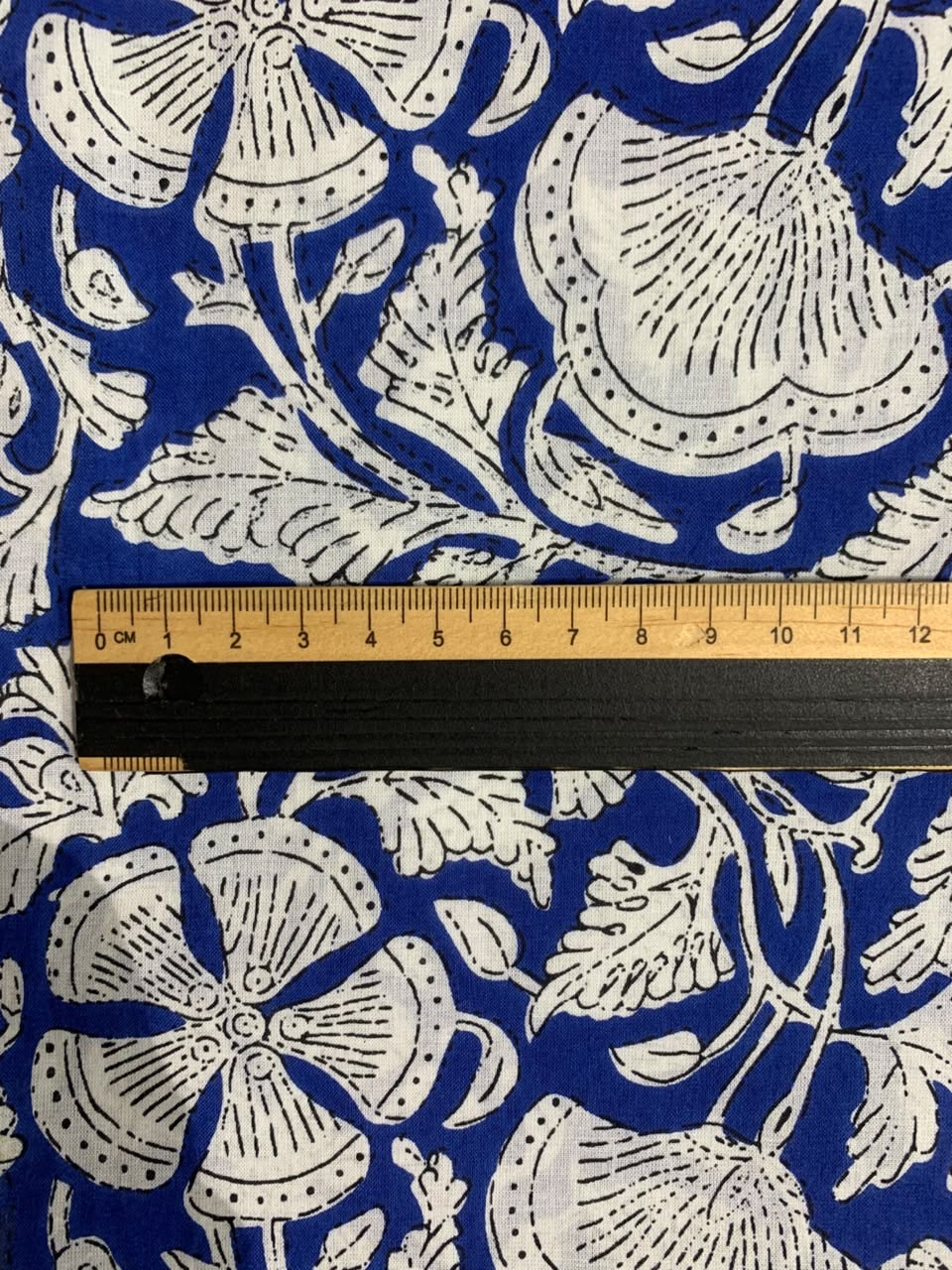 100% Indian Cotton Fabric - Classic Blue & White Floral