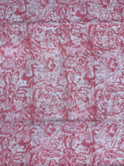 Indian Block Print Cotton Fabric - Pink Floral