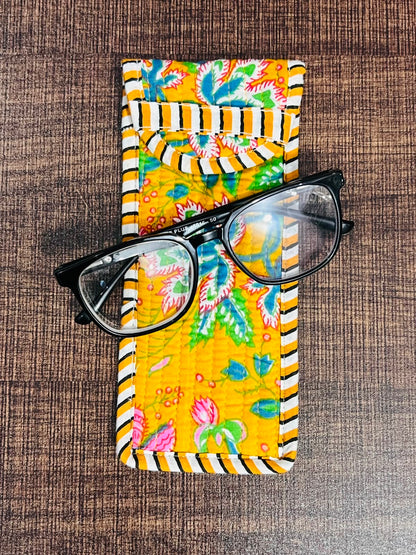 Quilted Glasses Case - Yellow
