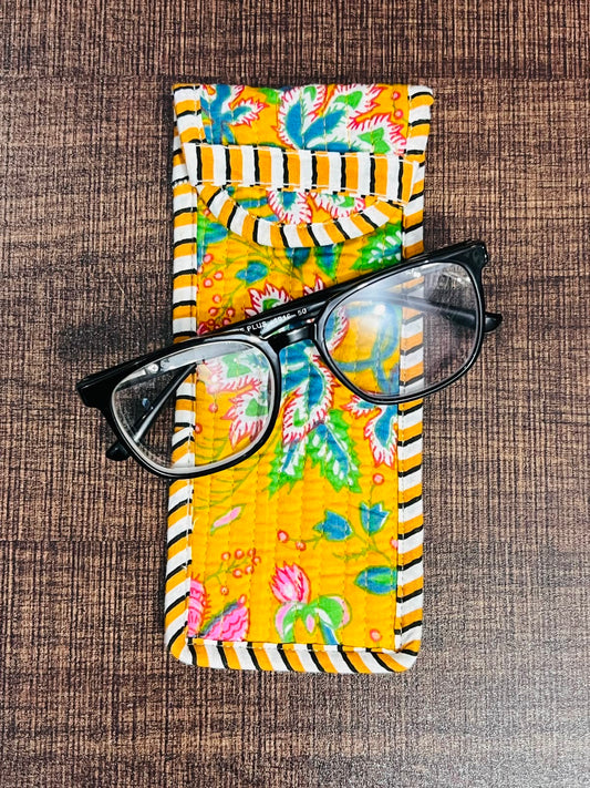 Quilted Glasses Case - Yellow