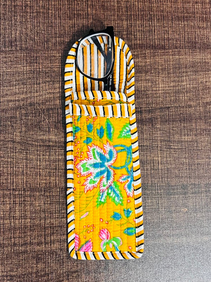 Quilted Glasses Case - Yellow