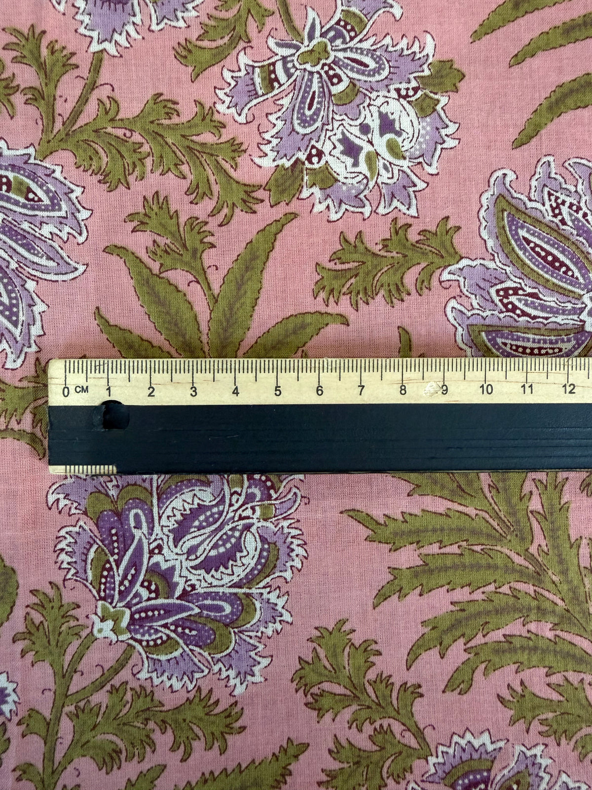 100% Indian Cotton Fabric - Pink With Mauve Floral