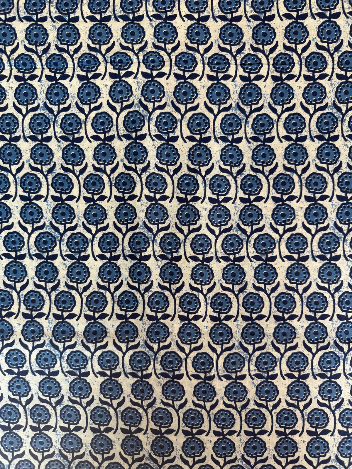 100% Indian Cotton Fabric - Blue & White Flowers