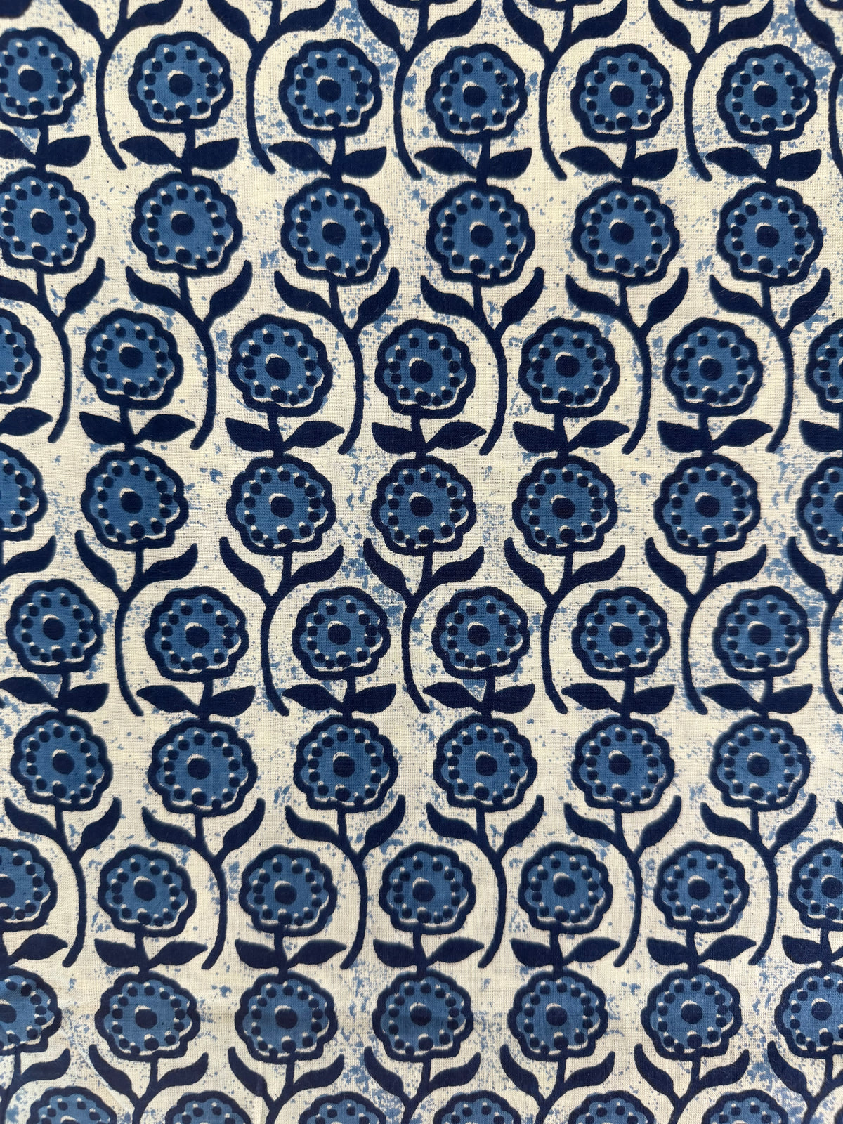 100% Indian Cotton Fabric - Blue & White Flowers