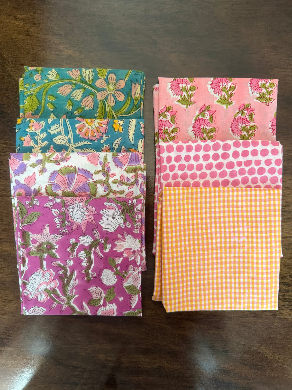 100% Cotton Block Print Fabric Bundle - Bold Spring