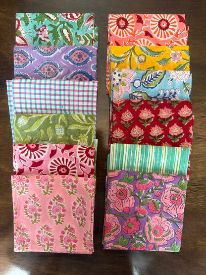 100% Cotton Block Print Fabric Bundle - Best of Spring