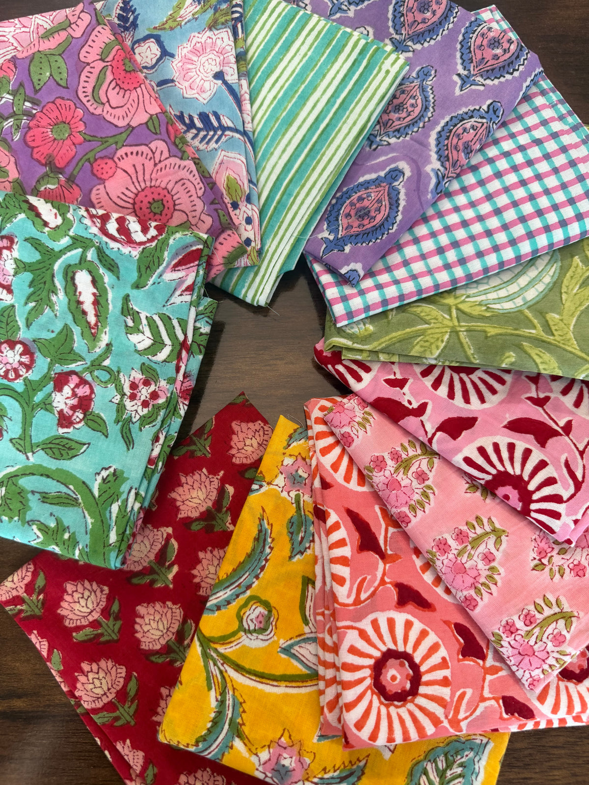 100% Cotton Block Print Fabric Bundle - Best of Spring