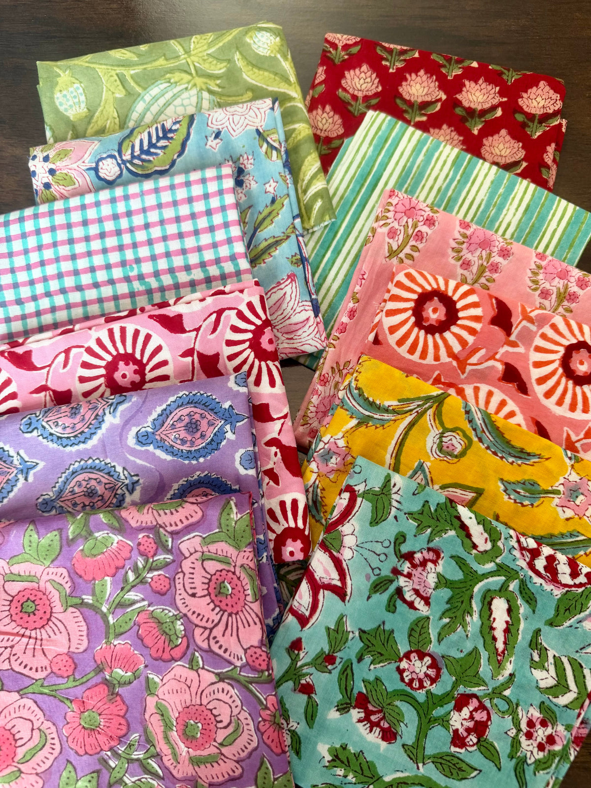 100% Cotton Block Print Fabric Bundle - Best of Spring