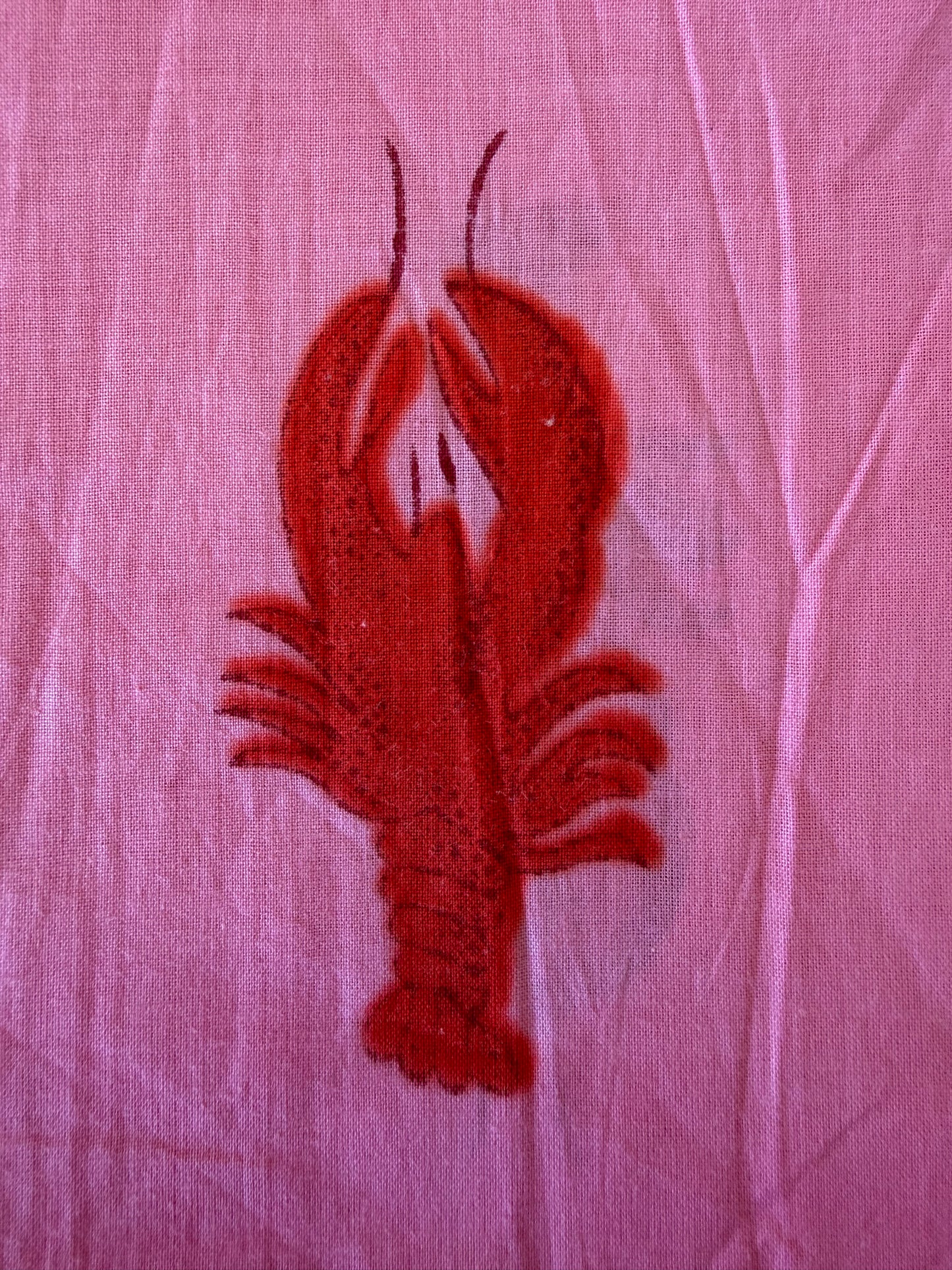 Cotton Screen Print Fabric - Pink Lobsters