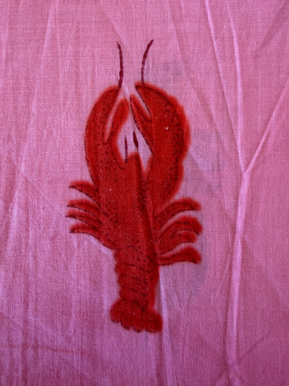 Cotton Screen Print Fabric - Pink Lobsters