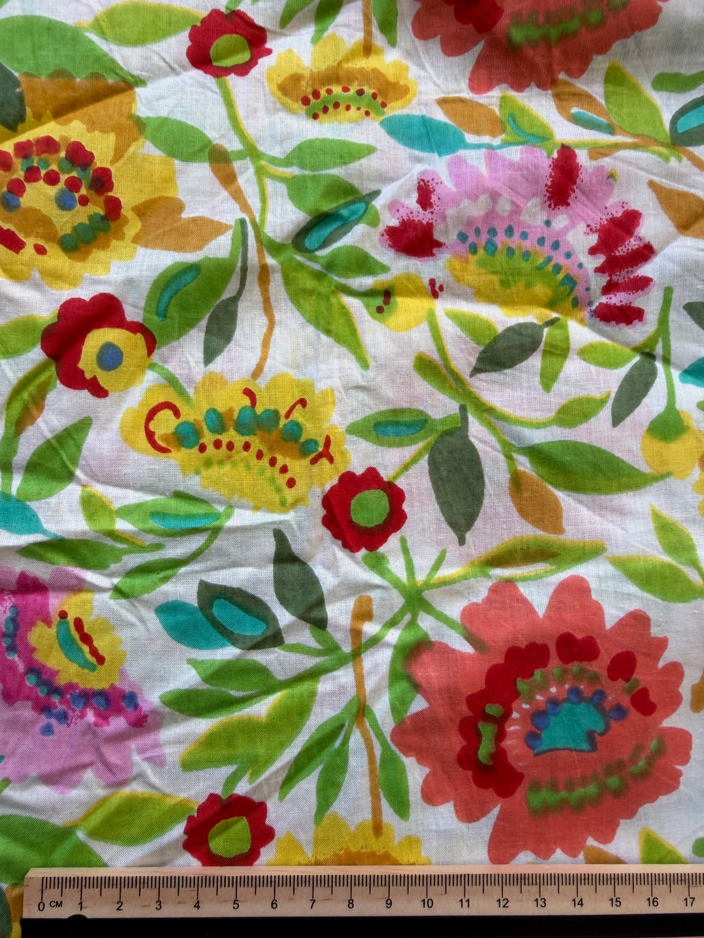 Cotton Screen Print Fabric - Bright FLoral