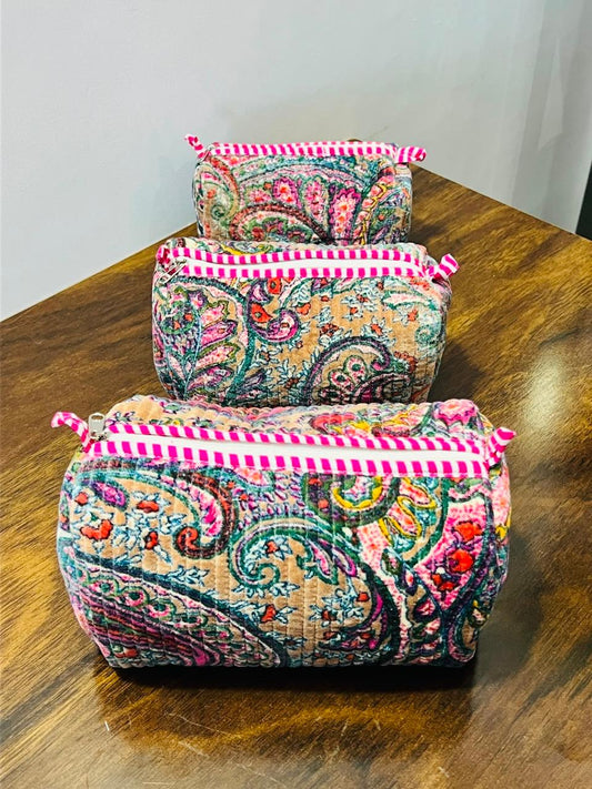 Velvet Makeup Bag - Paisley
