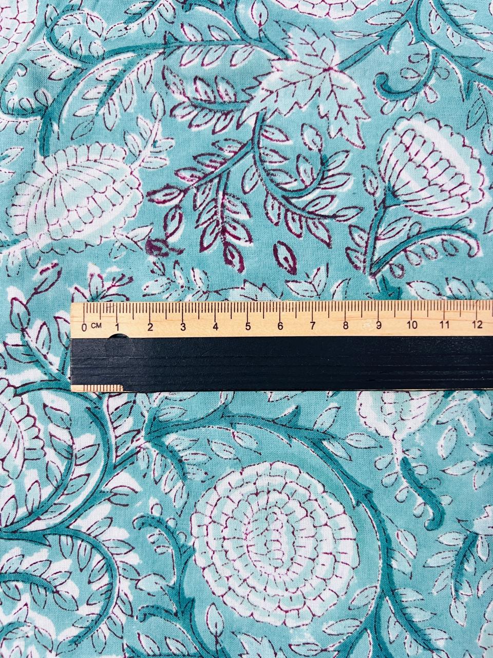 Indian Block Print Cotton Fabric - Blue & White