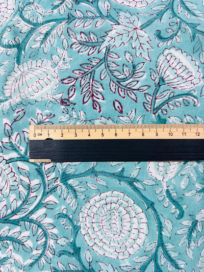 Indian Block Print Cotton Fabric - Blue & White