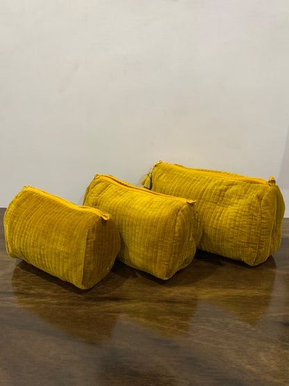 Velvet Makeup Bag - Mustard
