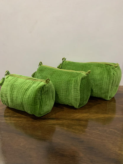Velvet Makeup Bag - Green