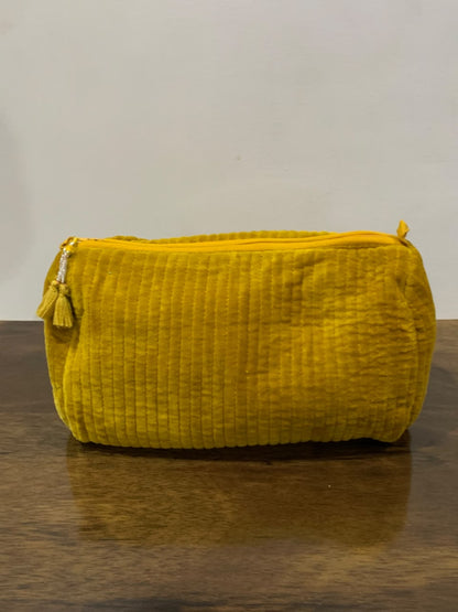 Velvet Makeup Bag - Mustard