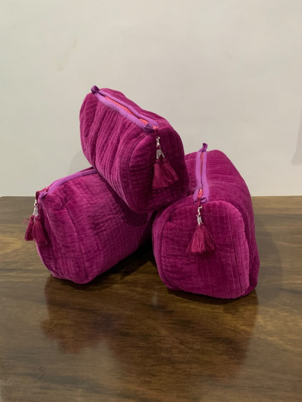 Velvet Makeup Bag - Plum