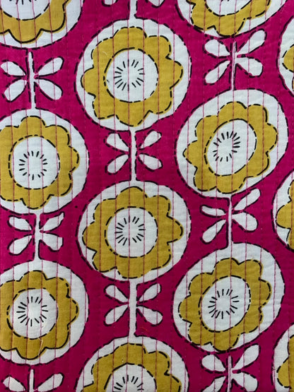 Quilted Laptop Bag - Pink & Yellow Floral
