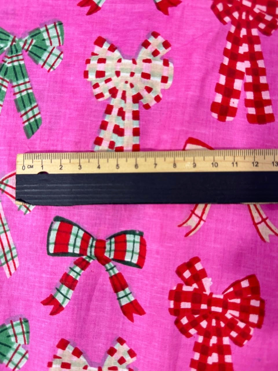Cotton Screen Print Fabric - Pink Bows