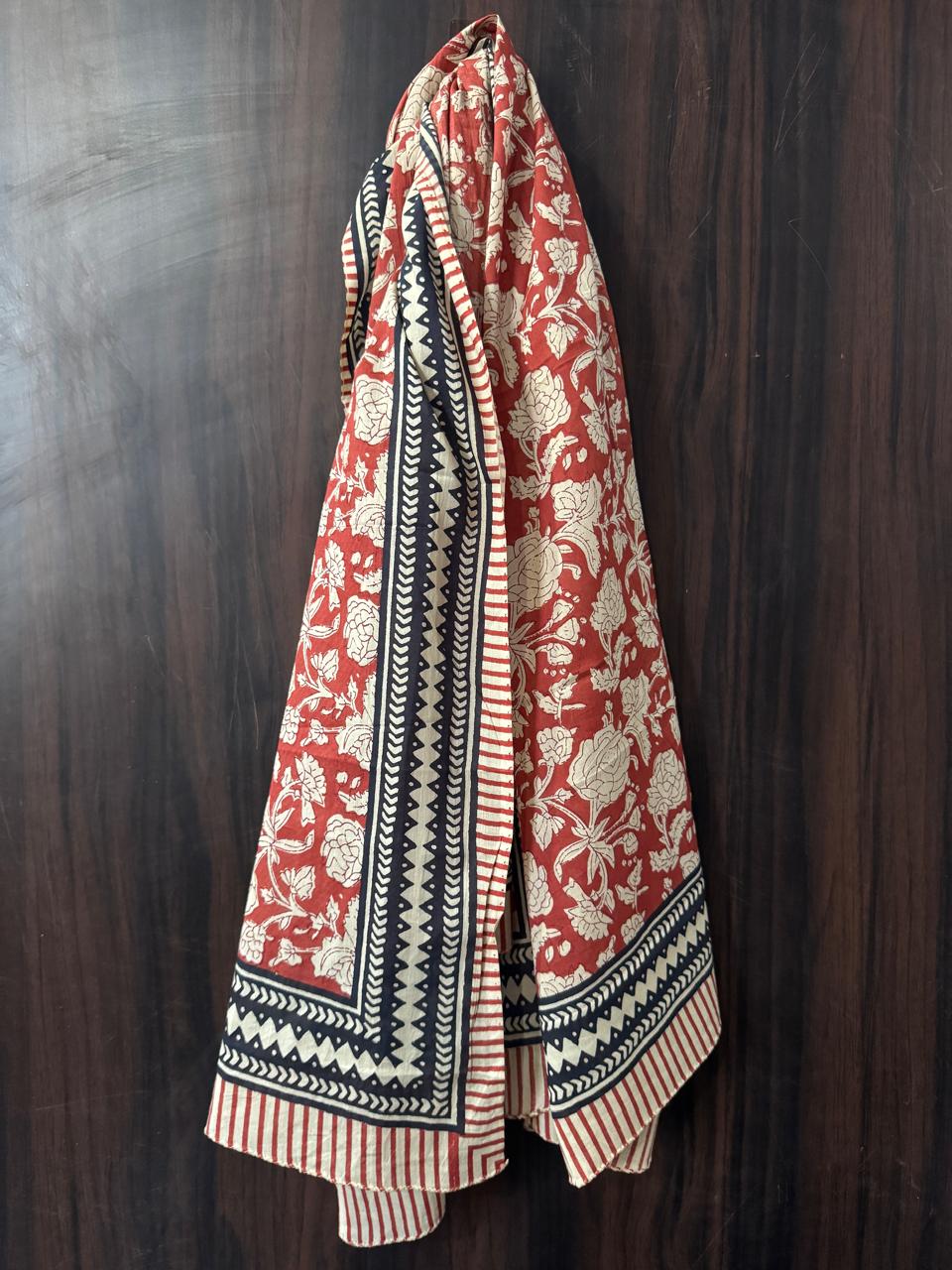 100% Cotton Sarong - Red Floral With Black Border