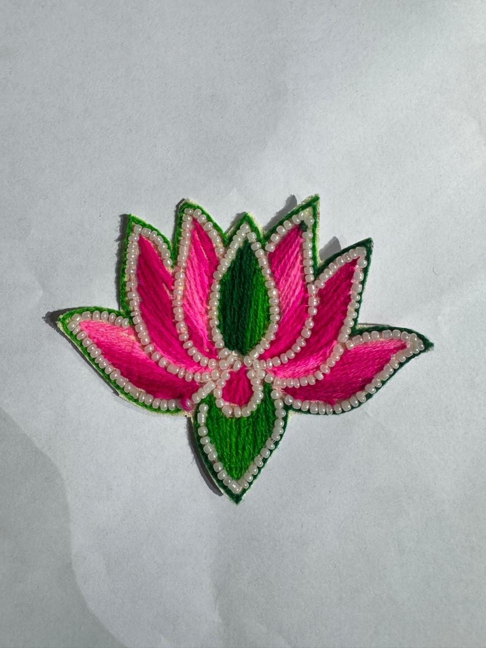 Large Sequin Lotus - Hot Pink & Green