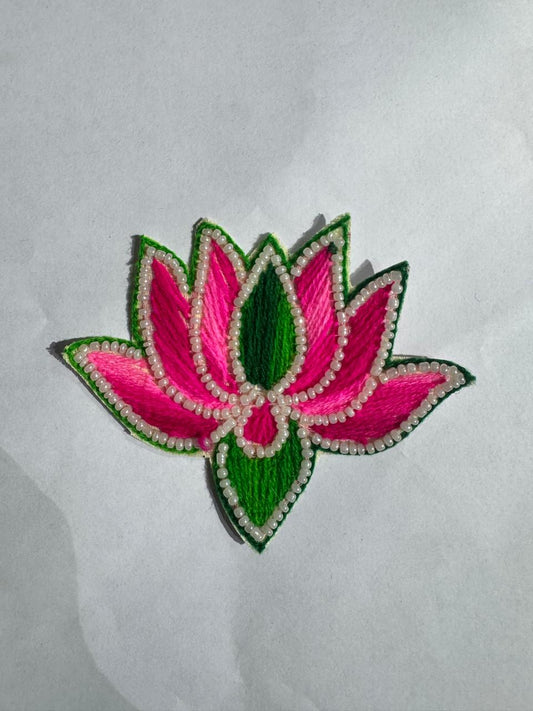 Large Sequin Lotus - Hot Pink & Green
