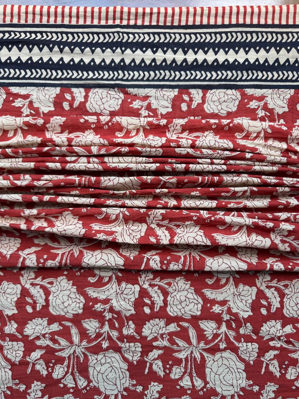 100% Cotton Sarong - Red Floral With Black Border